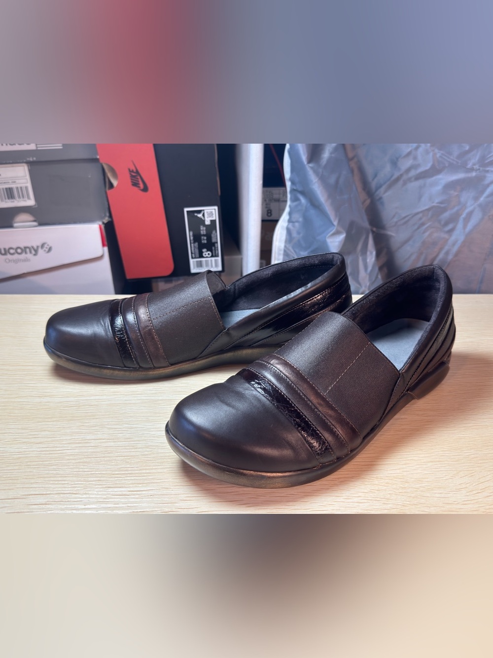 NAOT NINA Loafers Women US 9 / EU 40 Black Leather Slip On Comfort Casual Flats